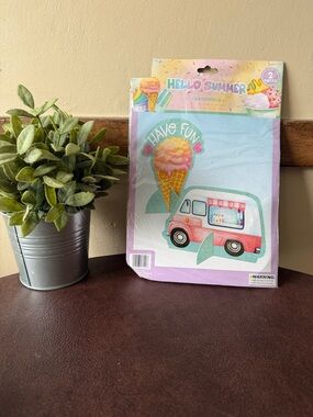 Hobby Lobby Hello Summer Ice Cream Truck & Cone Centerpiece - Pink, Teal, Yellow